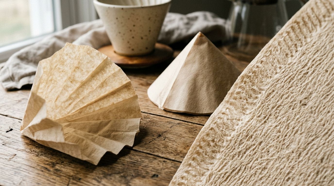 Macro texture of a woven paper coffee filter