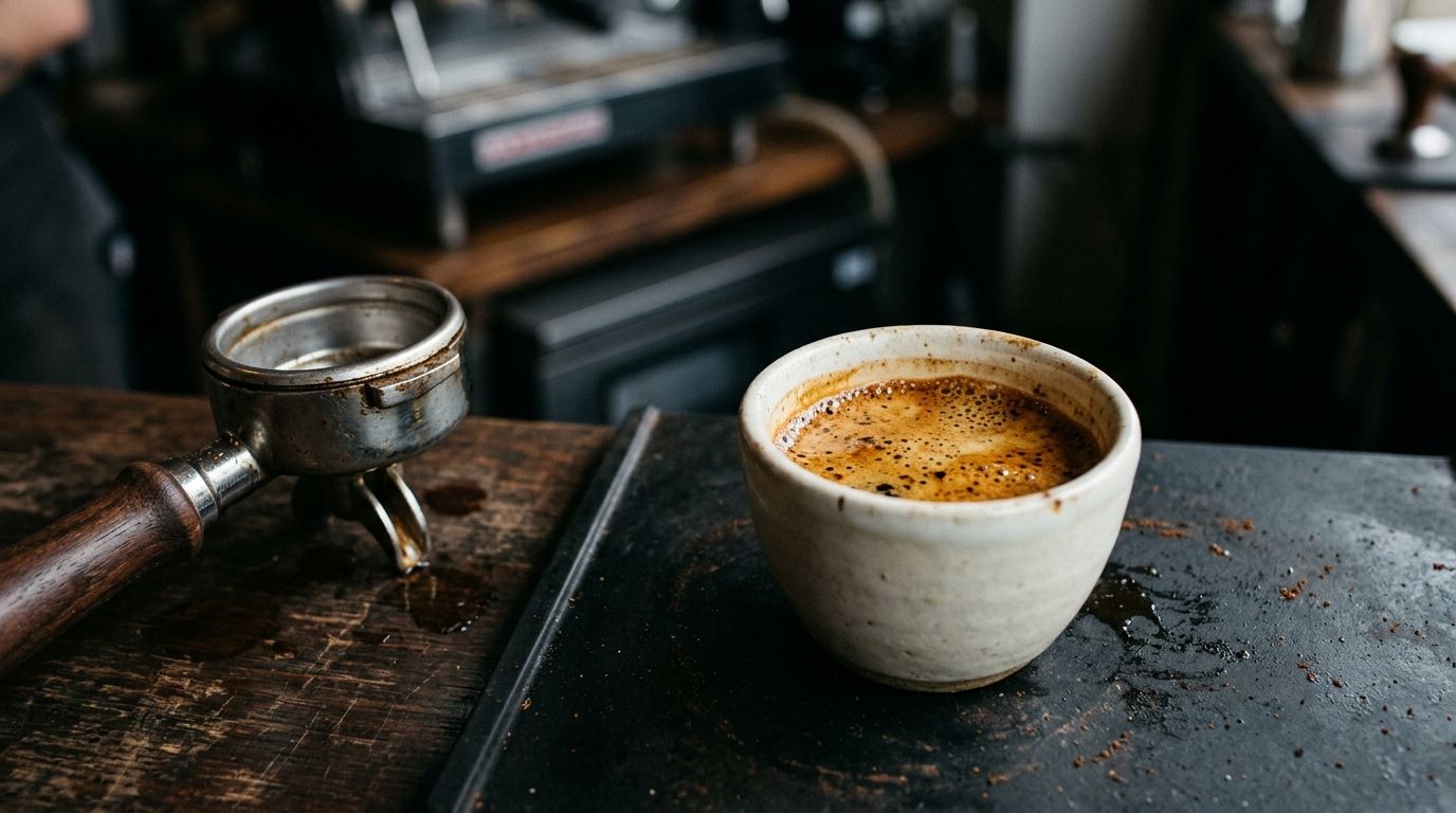 Minimalist ceramic coffee cups in varying muted colors