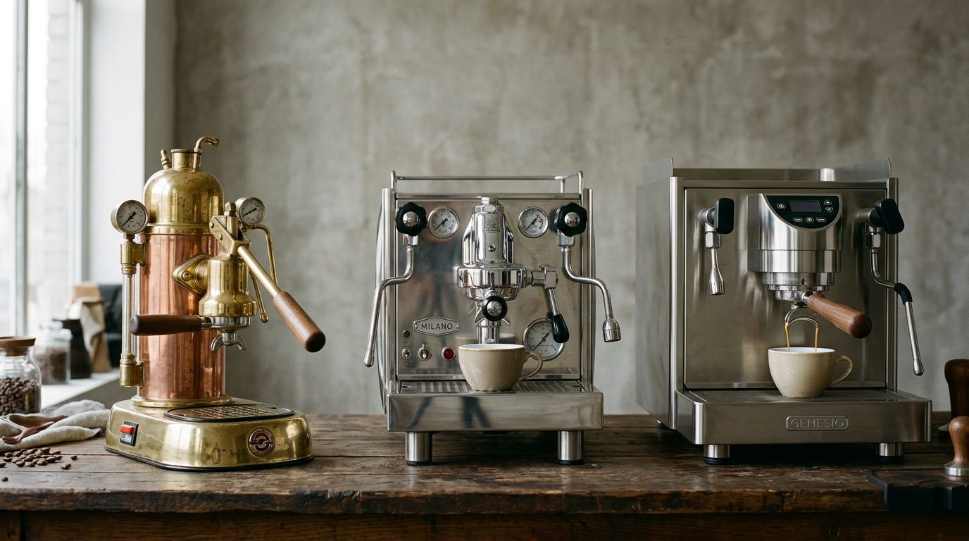 A classic Italian espresso bar with porcelain cups