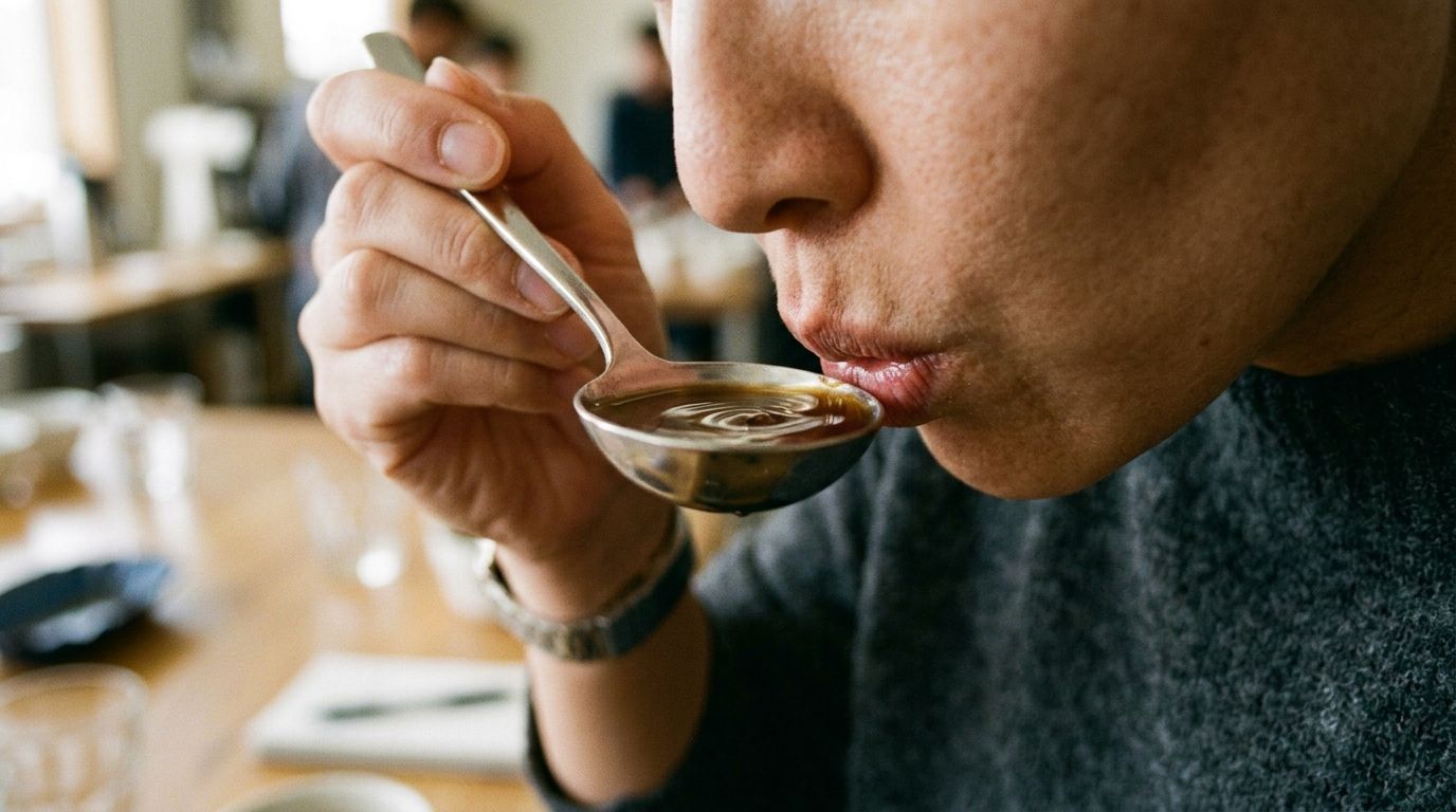 tasting coffee with spoon 202608161239