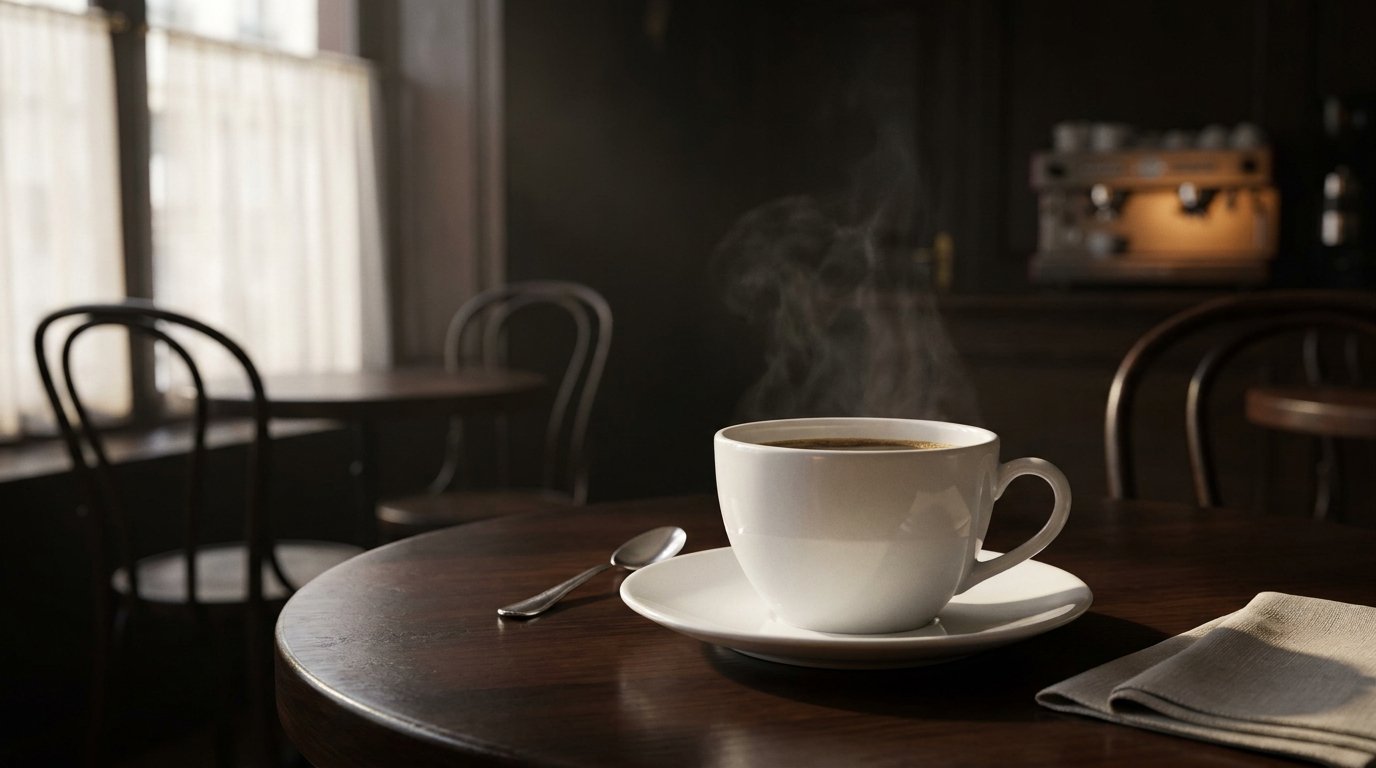 A classic Parisian coffee served in a porcelain cup