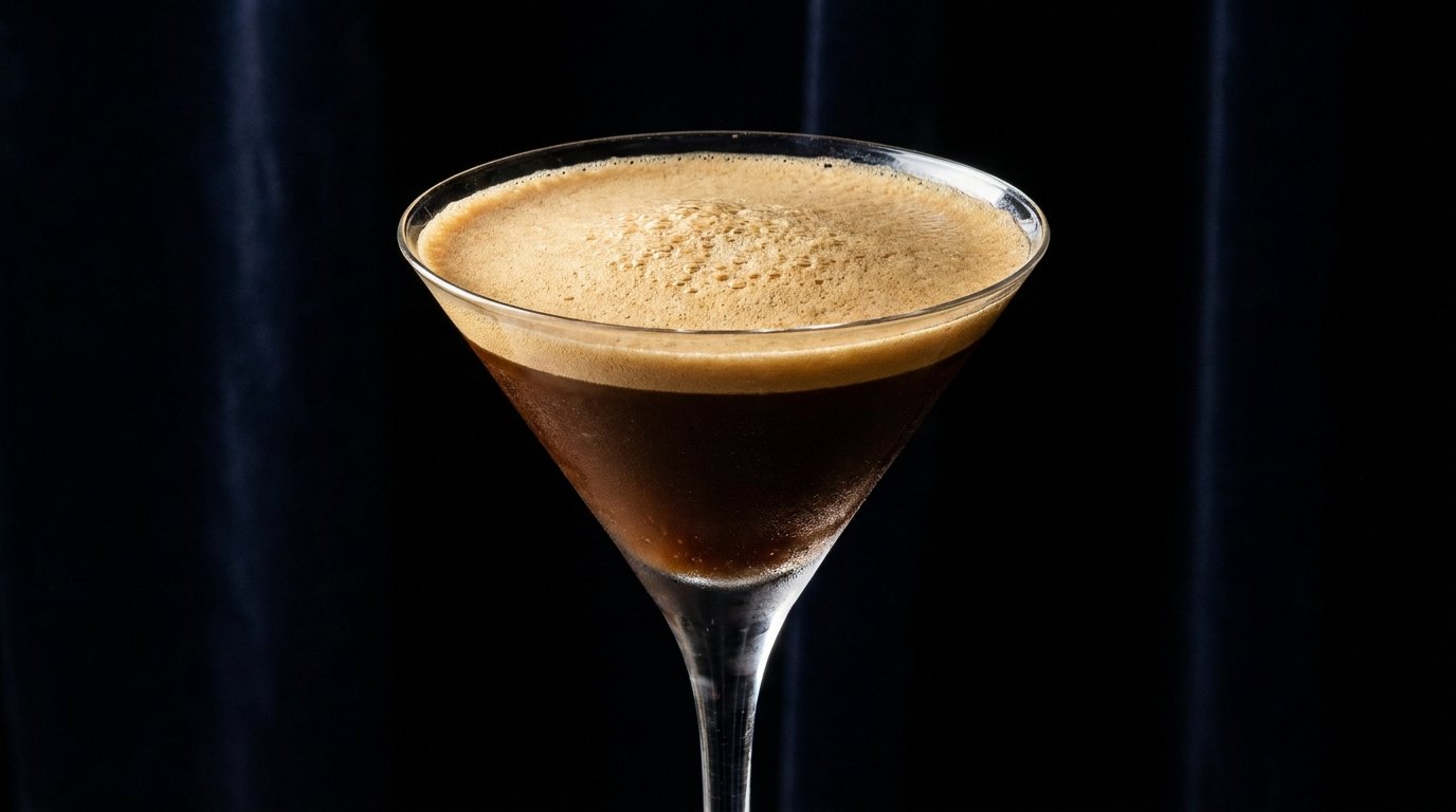 A frothy shakerato served in a martini glass
